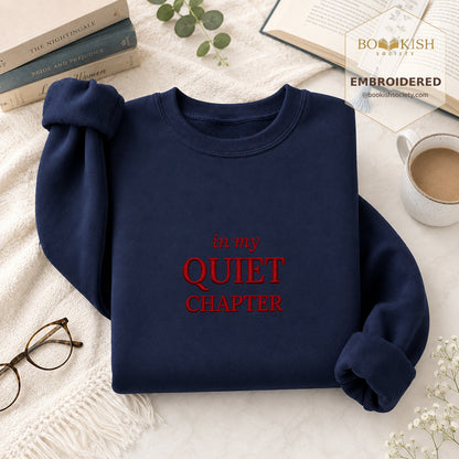 In My Quiet Chapter Embroidered Sweatshirt | Reader Gift Navy