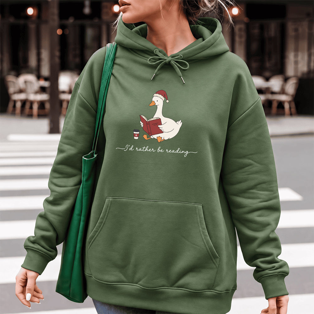 I'd Rather Be Reading Softstyle Hoodie | Christmas Book Lover Gift Military Green