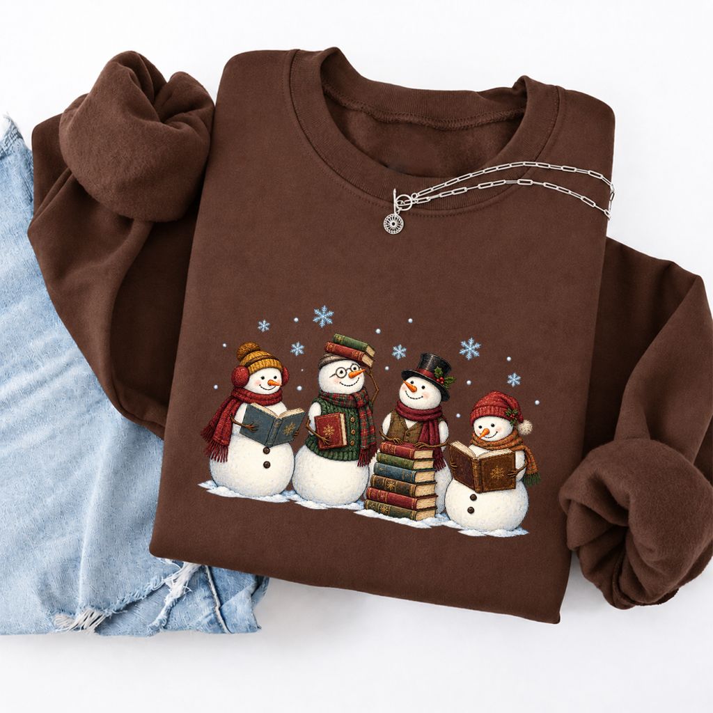 Bookish Snowman Club Softstyle Sweatshirt | Christmas Book Lover Gift Cocoa