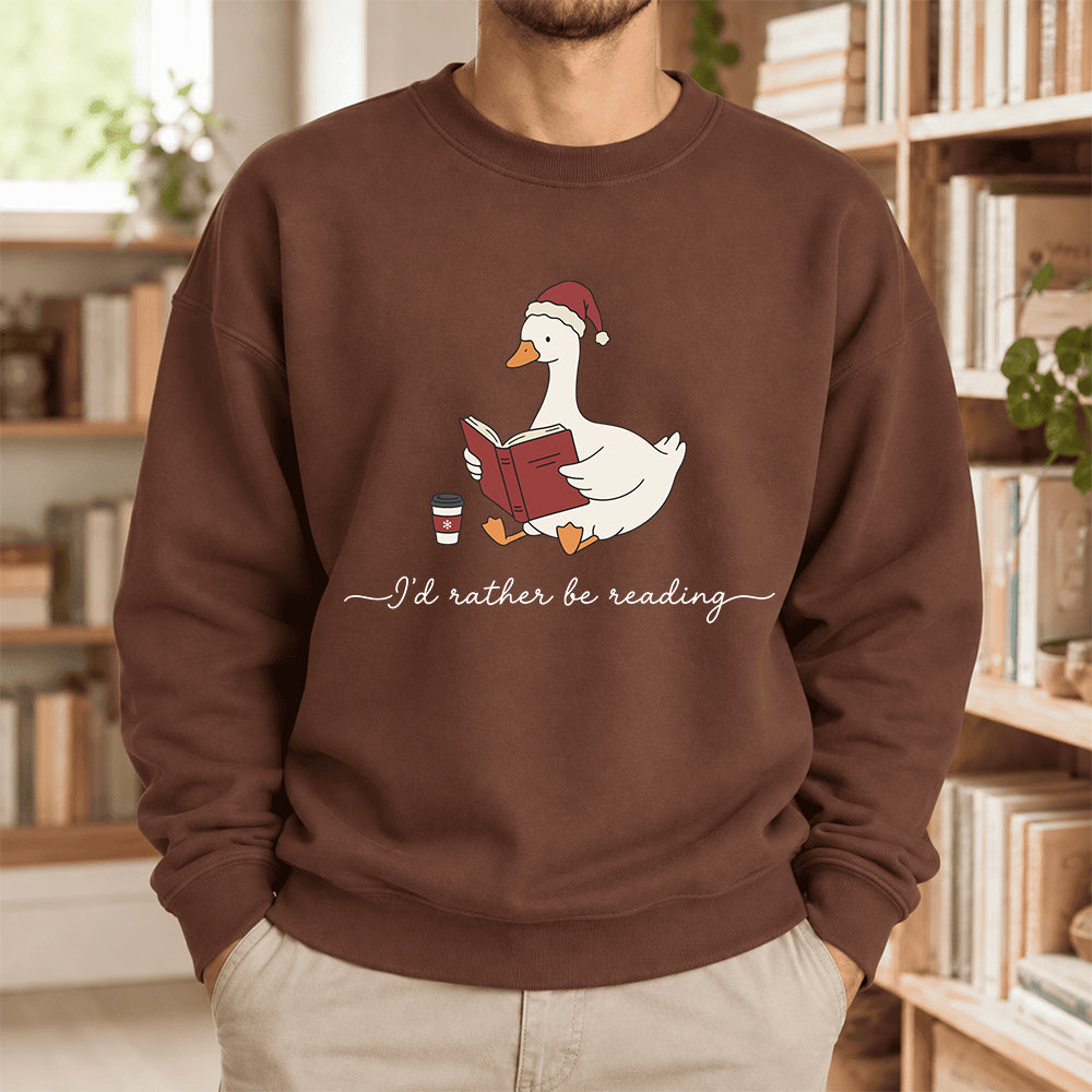 I'D Rather Be Reading Softstyle Sweatshirt | Christmas Book Lover Gift Cocoa