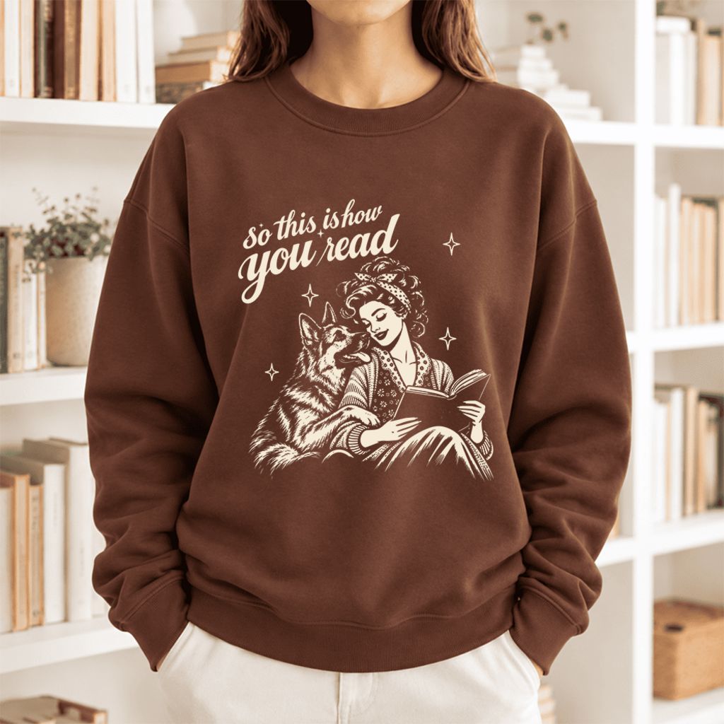 How You Read German Shepherd Softstyle Sweatshirt | Cozy Dog Mom Reader Gift Cocoa