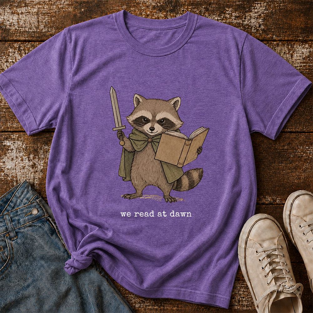 Funny Raccoon Reading Softstyle T-Shirt | Book Lover Gift Heather Purple