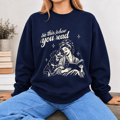 How You Read Rottweiler Softstyle Sweatshirt | Cozy Dog Mom Reader Gift Navy