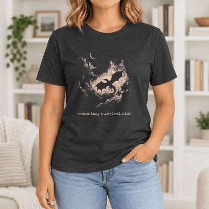 Romantasy Survival Club Ultra-Soft Cotton T-Shirt | Fantasy Book Lover Gift Black Heather