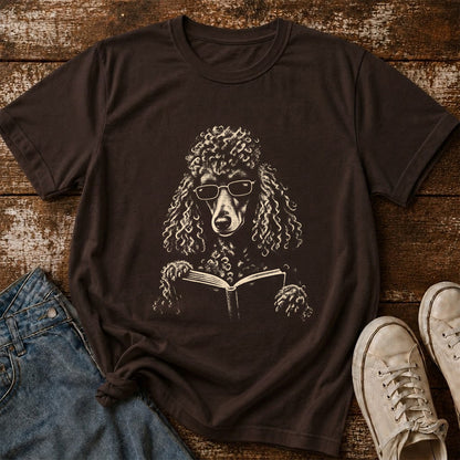 Poodle Reading Book Softstyle T-Shirt | Book Lover Gift Dark Chocolate