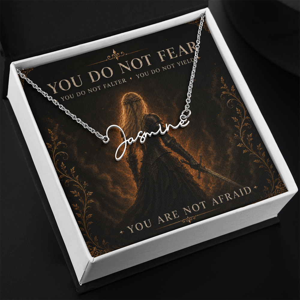You Do Not Fear Decorative Card And Custom Name Polished Stainless Steel Necklace With Box Book Lover Gift Font 2