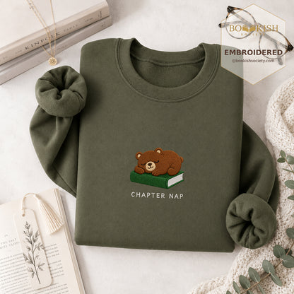 Chapter Nap Embroidered Sweatshirt | Reader Gift Military Green