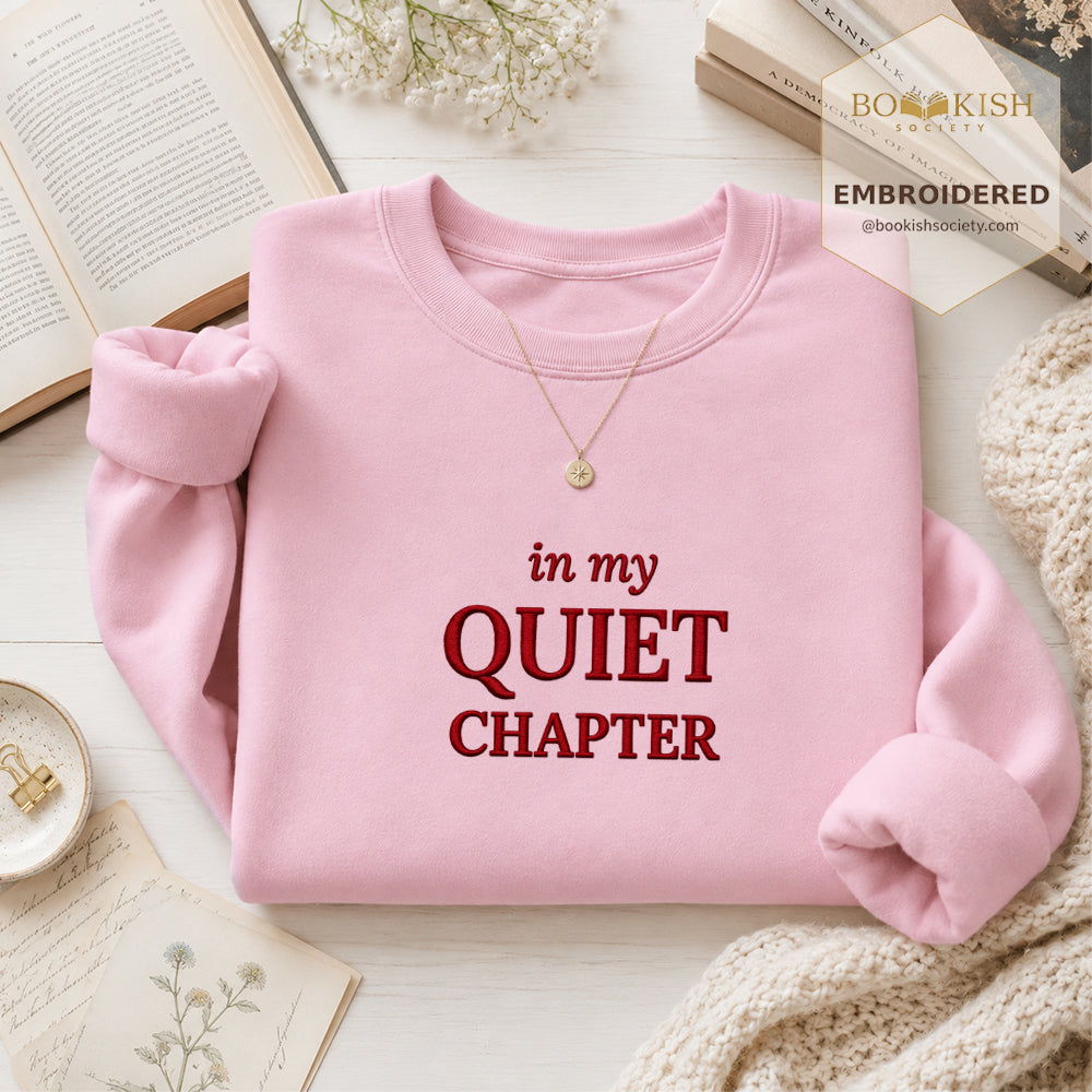 In My Quiet Chapter Embroidered Sweatshirt | Reader Gift Light Pink