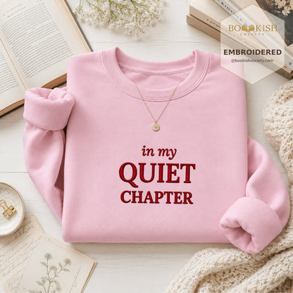 In My Quiet Chapter Embroidered Sweatshirt | Reader Gift Light Pink