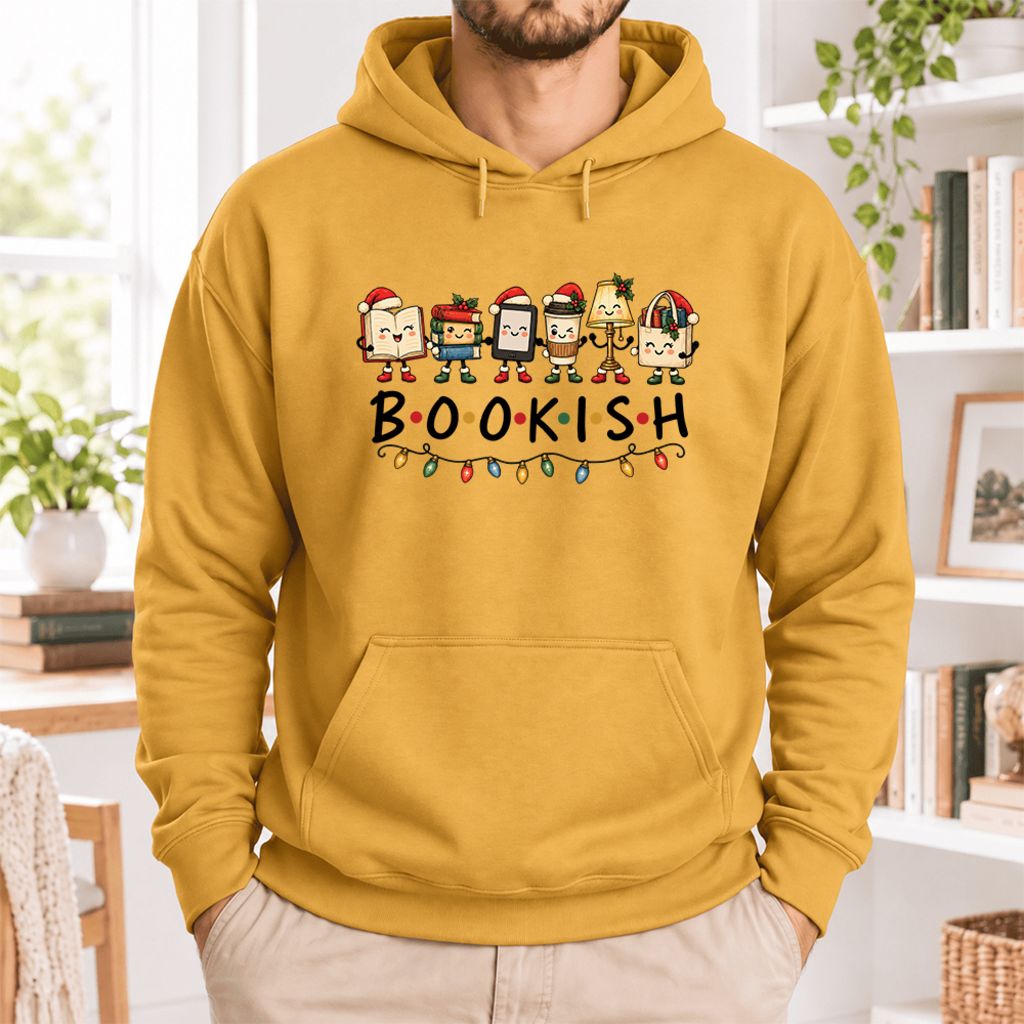 Christmas Bookish Things Softstyle Hoodie | Christmas Gift For Readers Mustard