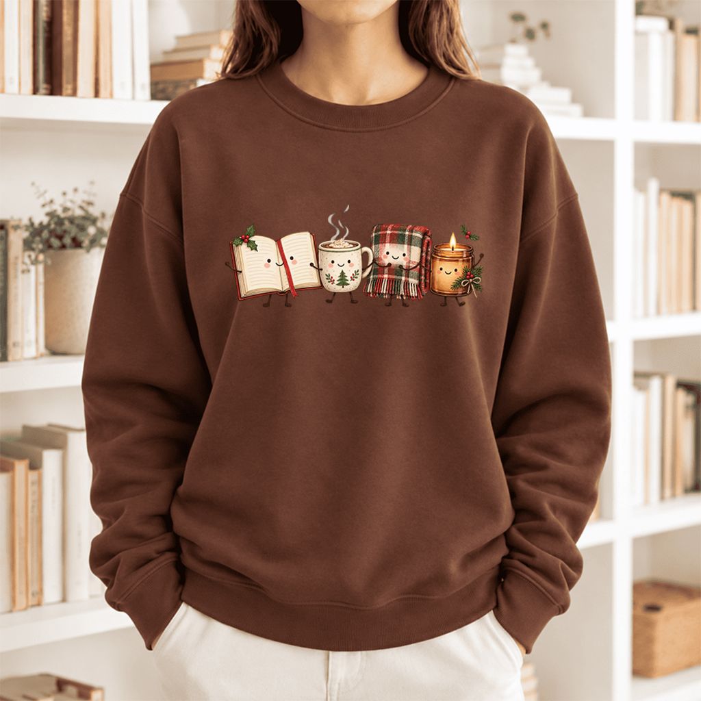 Christmas Cozy Club Softstyle Sweatshirt | Christmas Reader Gift Cocoa
