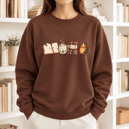 Christmas Cozy Club Softstyle Sweatshirt | Christmas Reader Gift Cocoa