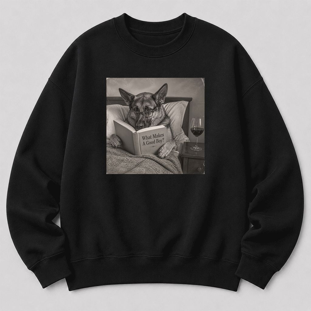 What Makes A Good Boy Crewneck Sweatshirt | Dog Lover Reader Gift Black