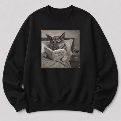 What Makes A Good Boy Crewneck Sweatshirt | Dog Lover Reader Gift Black
