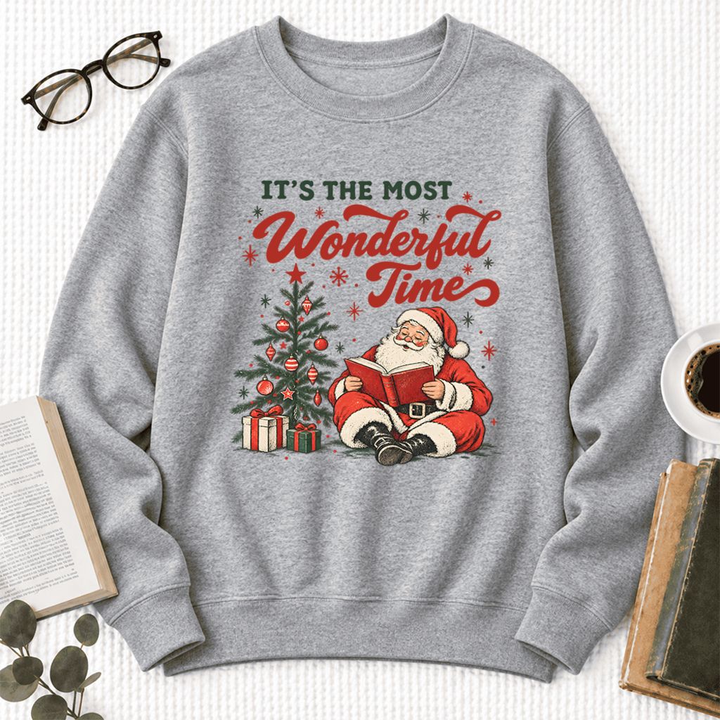 It’S The Most Wonderful Time Softstyle Sweatshirt | Christmas Book Lover Gift Sport Grey