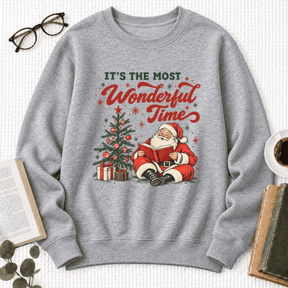 It’S The Most Wonderful Time Softstyle Sweatshirt | Christmas Book Lover Gift Sport Grey