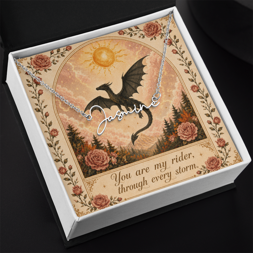 You Are My Rider Decorative Card And Custom Name Polished Stainless Steel Necklace With Box Book Lover Gift Font 2