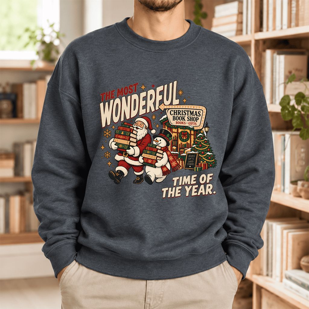 The Most Wonderful Time Softstyle Sweatshirt | Christmas Reader Gift Dark Heather