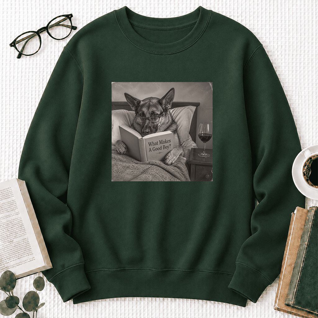 What Makes A Good Boy Crewneck Sweatshirt | Dog Lover Reader Gift Forest Green