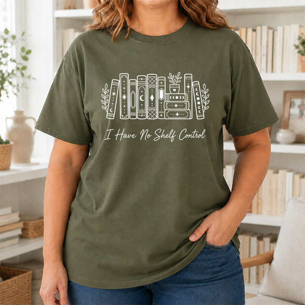 I Have No Shelf Control Softstyle T-Shirt | Book Lover Gift Military Green