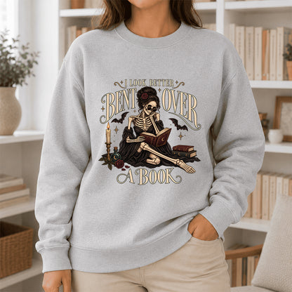 I Look Better Bent Over A Book Printed Sweatshirt | Spicy Book Lover Gift Sport Grey