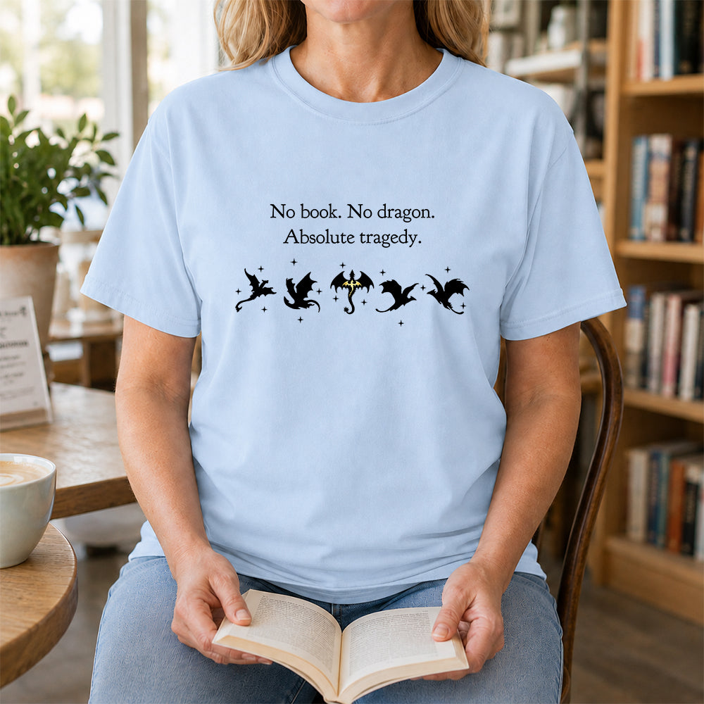 No Book No Dragon Softstyle T-Shirt | Book Lover Gift Light Blue