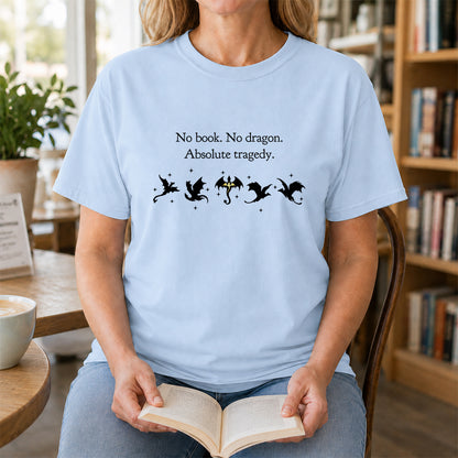 No Book No Dragon Softstyle T-Shirt | Book Lover Gift Light Blue