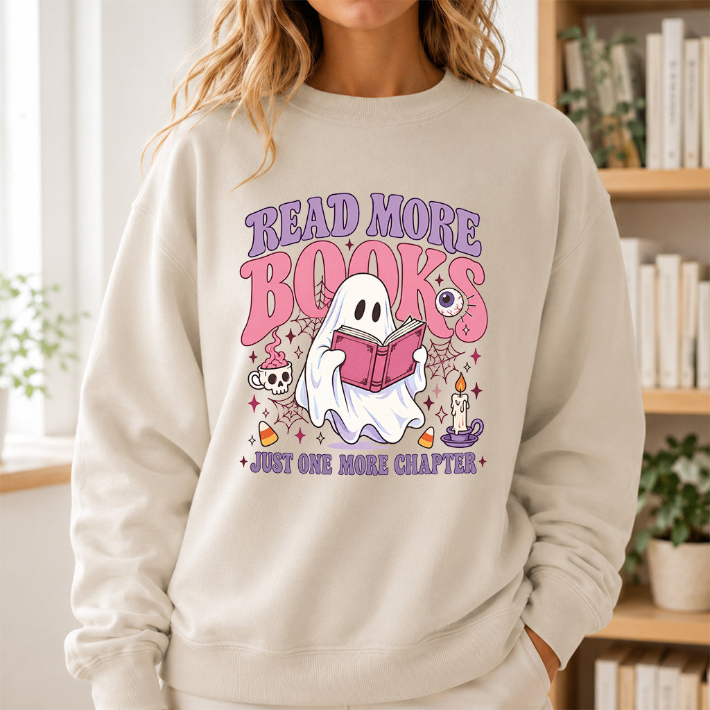 Read More Books Printed Sweatshirt | Halloween Book Lover Gift Sand