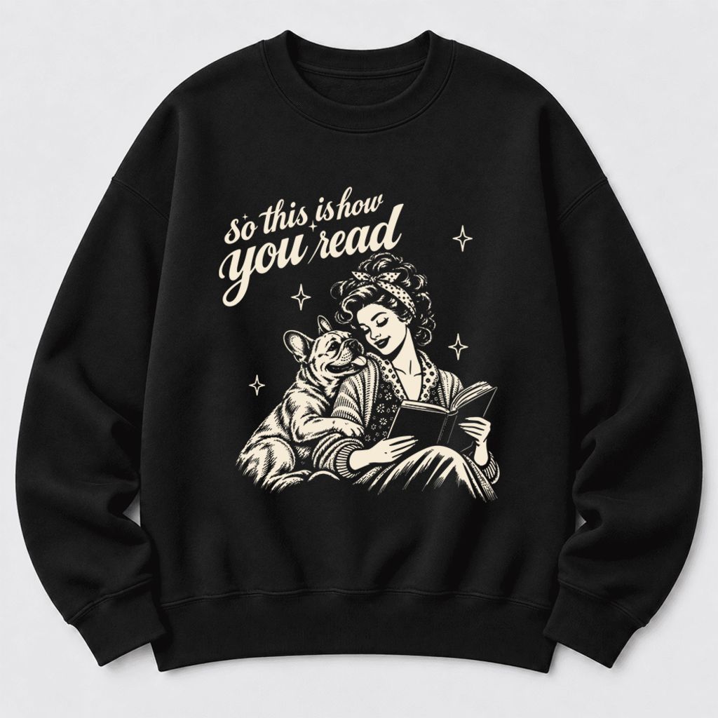 How You Read French Bulldog Softstyle Sweatshirt | Cozy Dog Mom Reader Gift Black