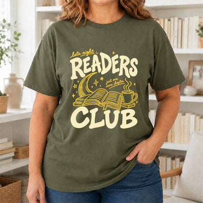 Late Night Readers Club Softstyle T-Shirt | Book Lover Gift Military Green