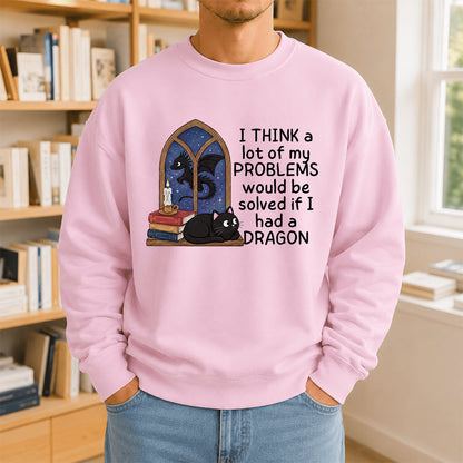 If I Could Have A Dragon Crewneck Sweatshirt | Reader Gift Light Pink