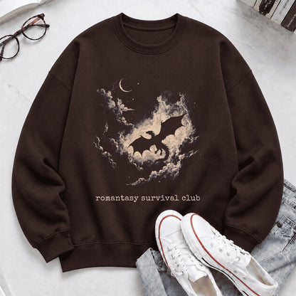 Dark Fantasy Dragon Clouds Crewneck Sweatshirt | Reader Gift Dark Chocolate