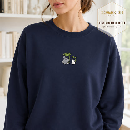 Forest Spirits and Flowers Embroidered Sweatshirt | Reader Gift Navy