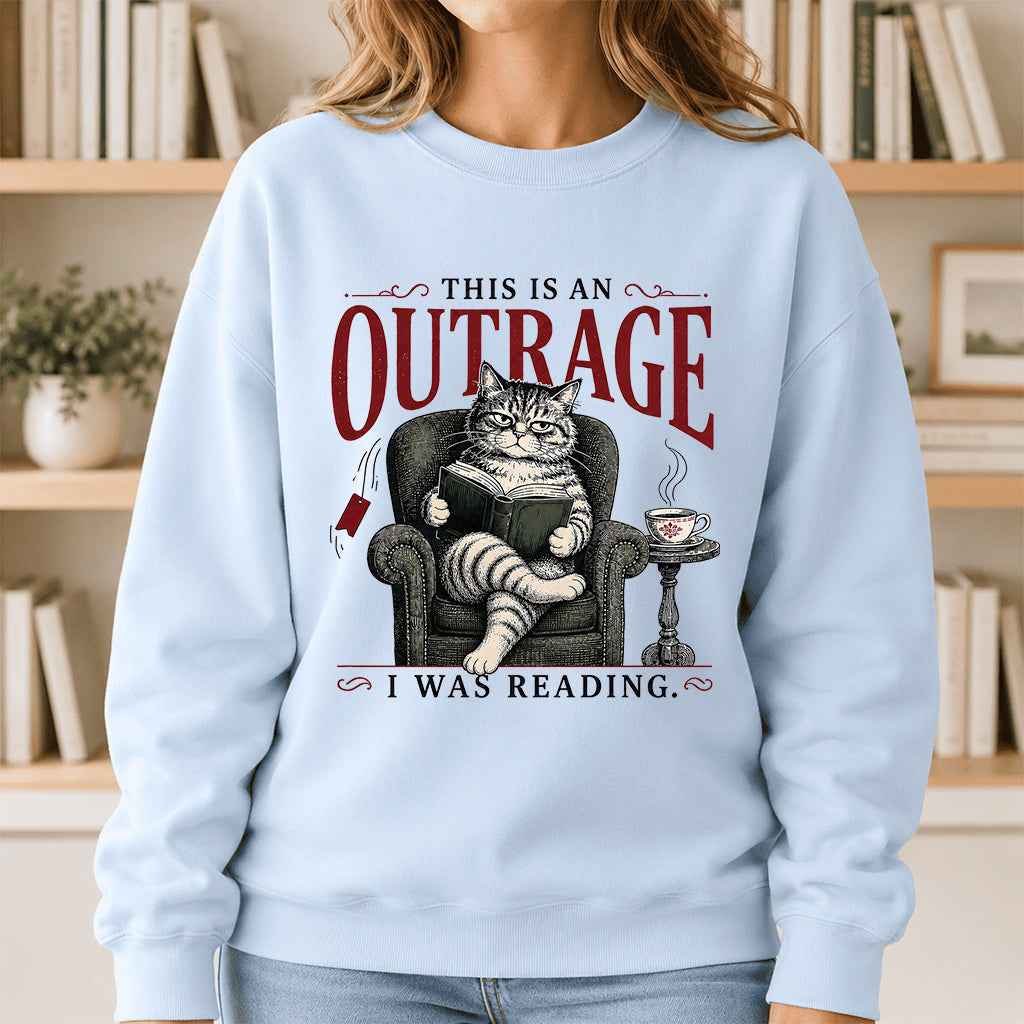 This Is An Outrage Crewneck Sweatshirt | Reader Gift Light Blue