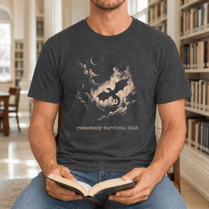 Romantasy Survival Club Ultra-Soft Cotton T-Shirt | Fantasy Book Lover Gift Dark Grey Heather