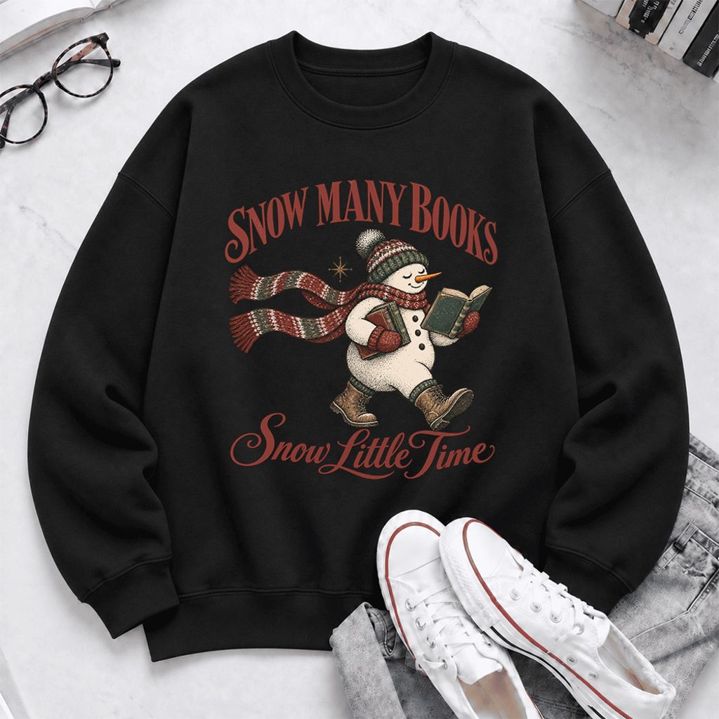 Snow Many Books Snow Little Time Softstyle Sweatshirt | Christmas Reader Gift Black