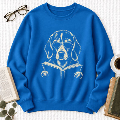 Beagle Reading Book Softstyle Sweatshirt | Dog Mom Reader Gift Royal