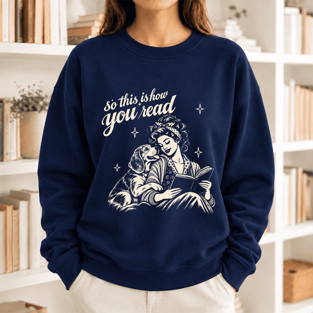 How You Read Beagle Softstyle Sweatshirt | Cozy Dog Mom Reader Gift Navy