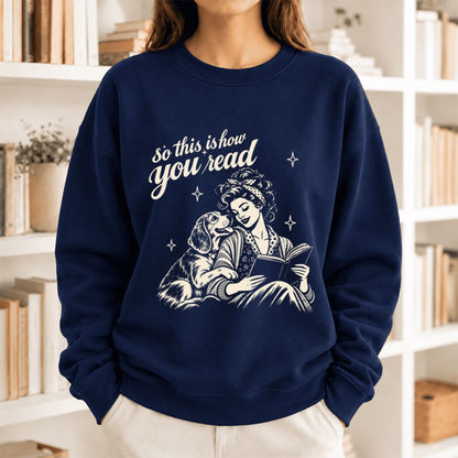 How You Read Beagle Softstyle Sweatshirt | Cozy Dog Mom Reader Gift Navy
