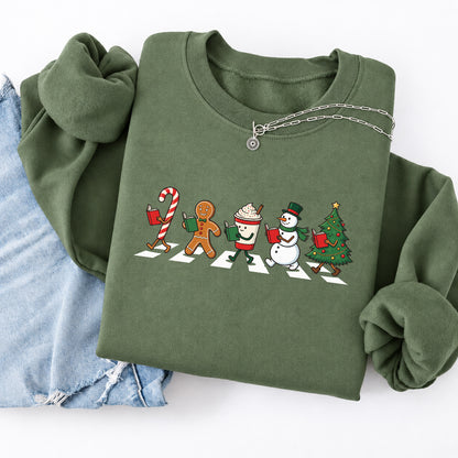 Christmas Reading Parade Softstyle Sweatshirt | Christmas Gift For Readers Military Green