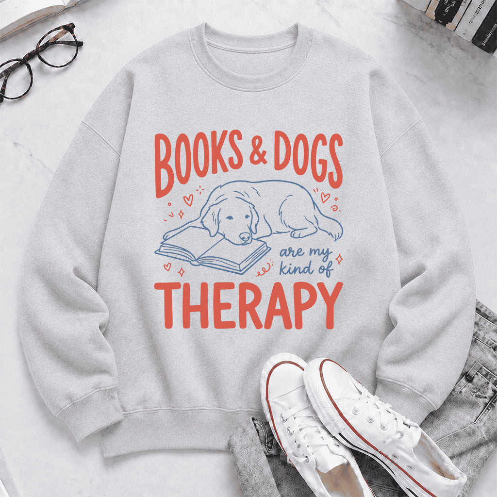 Give Me Books & Dogs Crewneck Sweatshirt | Dog Lover & Reader Gift Sport Grey