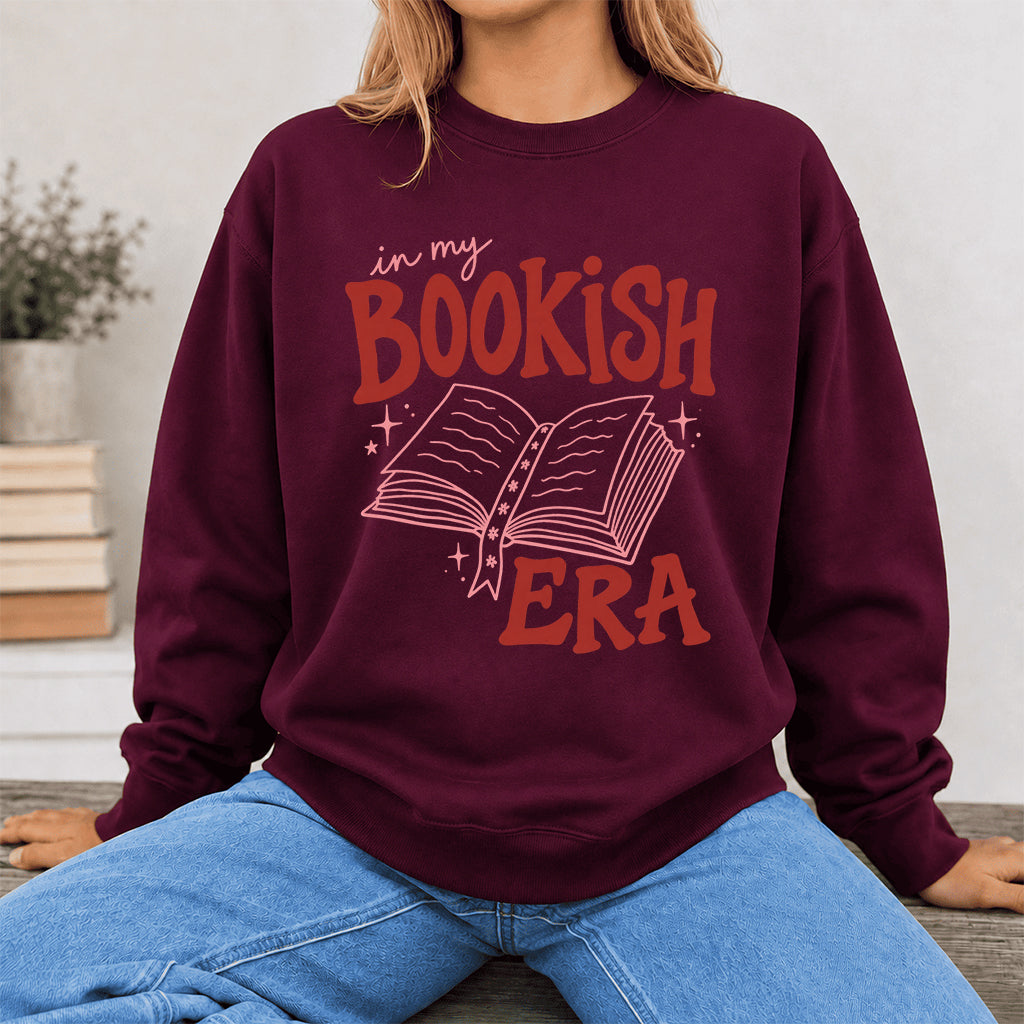In My Bookish Era Crewneck Sweatshirt | Reader Gift Maroon