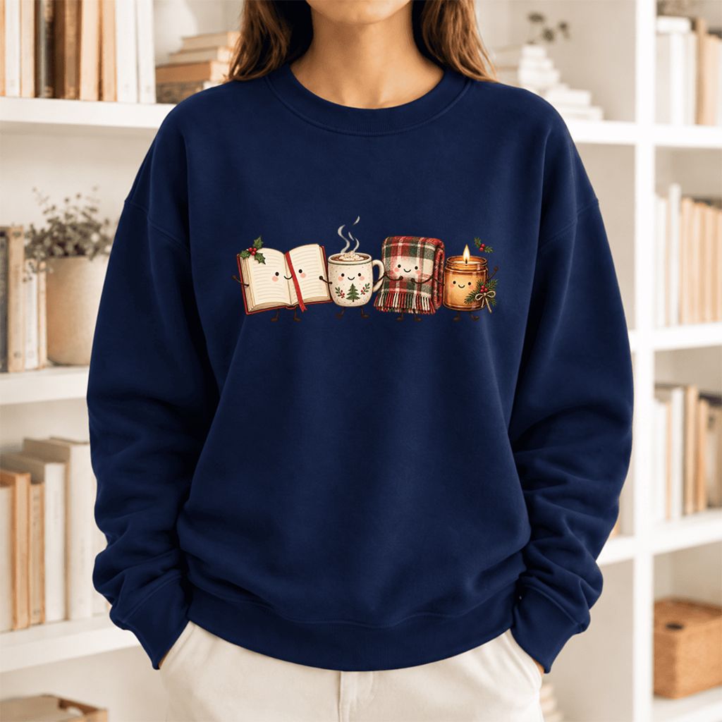 Christmas Cozy Club Softstyle Sweatshirt | Christmas Reader Gift Navy