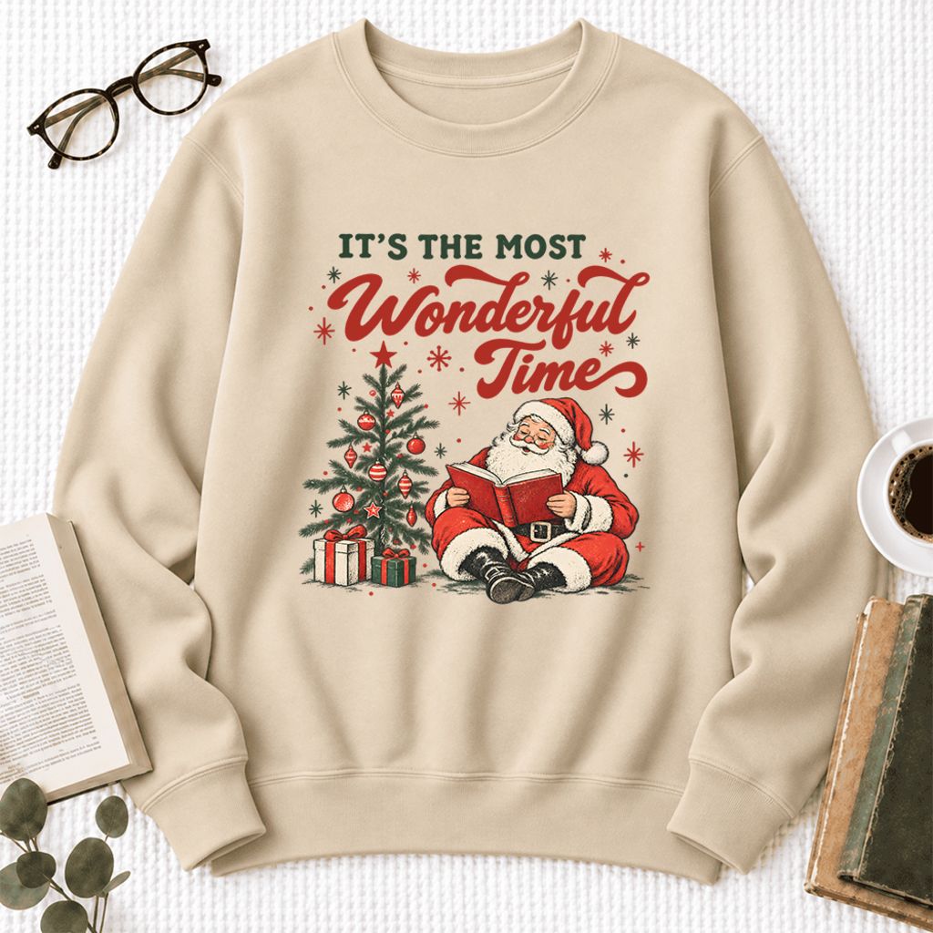 It’S The Most Wonderful Time Softstyle Sweatshirt | Christmas Book Lover Gift Sand