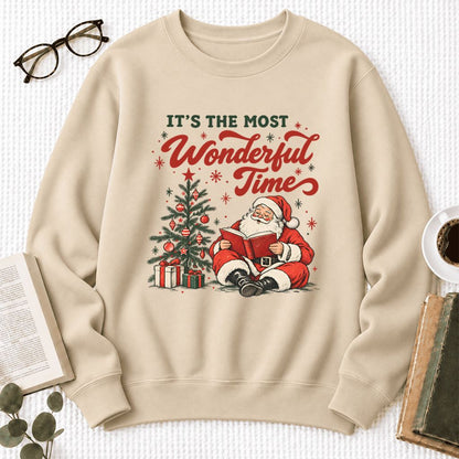 It’S The Most Wonderful Time Softstyle Sweatshirt | Christmas Book Lover Gift Sand