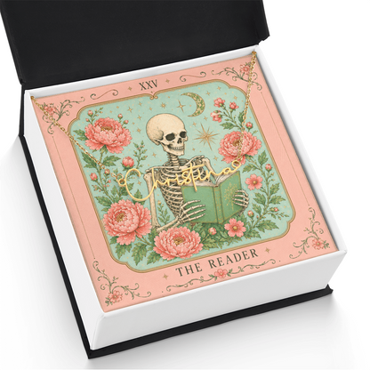 The Reader Tarot Decorative Card And Custom Name Polished Stainless Steel Necklace With Box Book Lover Gift Font 2