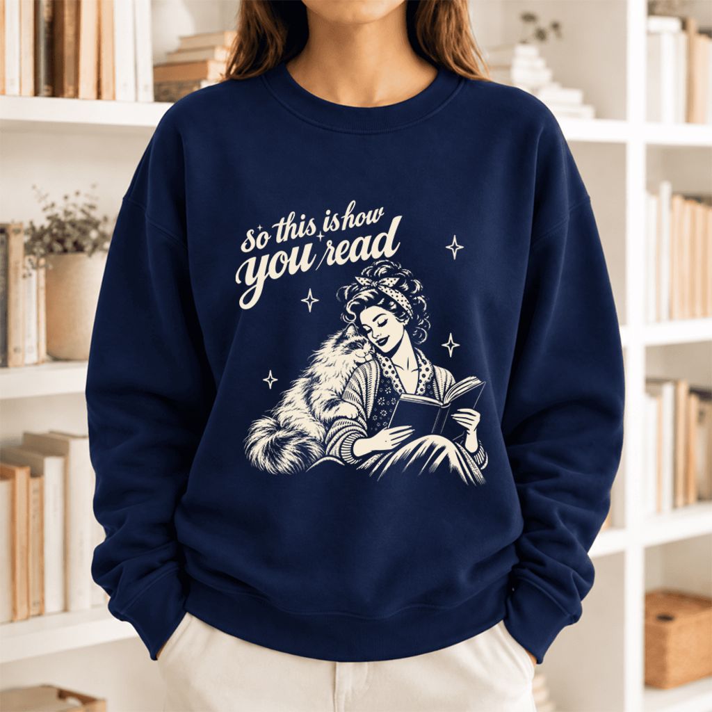 How You Read Ragdoll Softstyle Sweatshirt | Cozy Cat & Book Lover Gift Navy