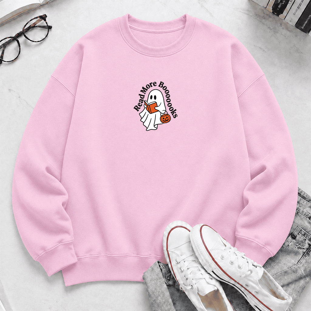 Read More Book Crewneck Sweatshirt | Halloween Reader Gift Light Pink