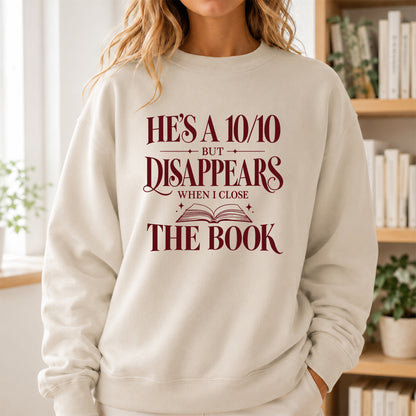 He's A 10/10 Fiction Boyfriend Crewneck Sweatshirt | Romantasy Reader Gift Sand