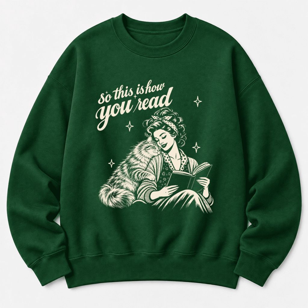 How You Read Siberian Softstyle Sweatshirt | Cozy Cat Lover Reader Gift Forest Green